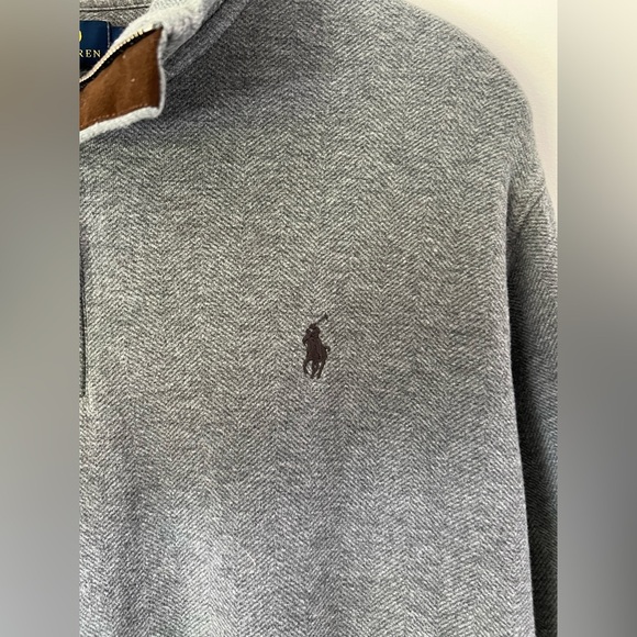 Polo Ralph Lauren Double-Knit Jersey Grey Quarter Zip Pullover Top Size Large - Picture 3 of 14